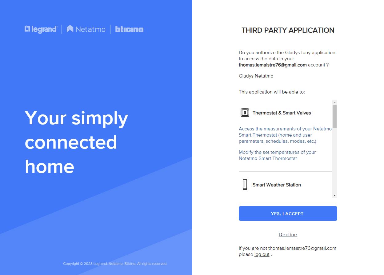 Netatmo Integration - Setup - Authorize