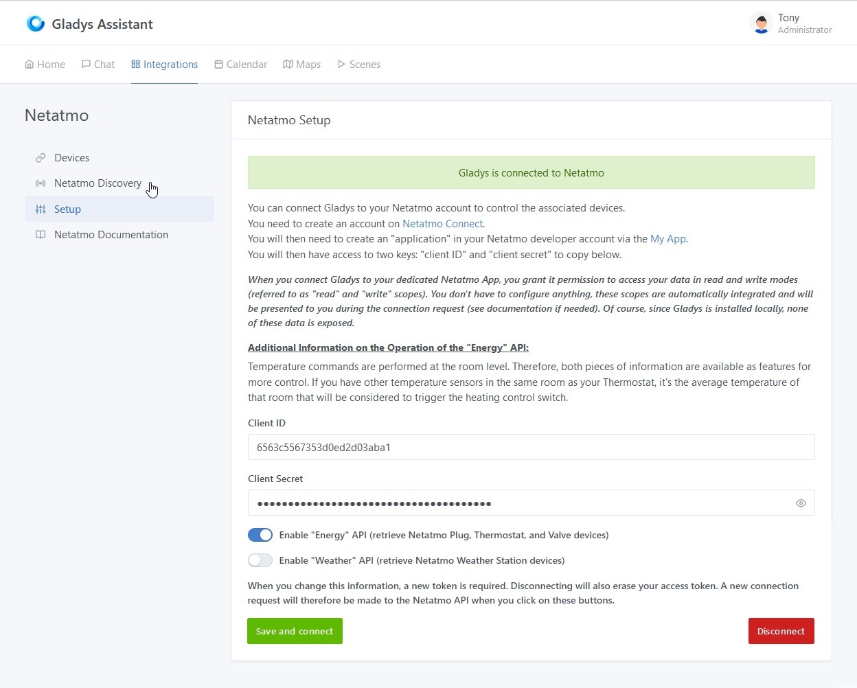 Netatmo Integration - Setup - Connected