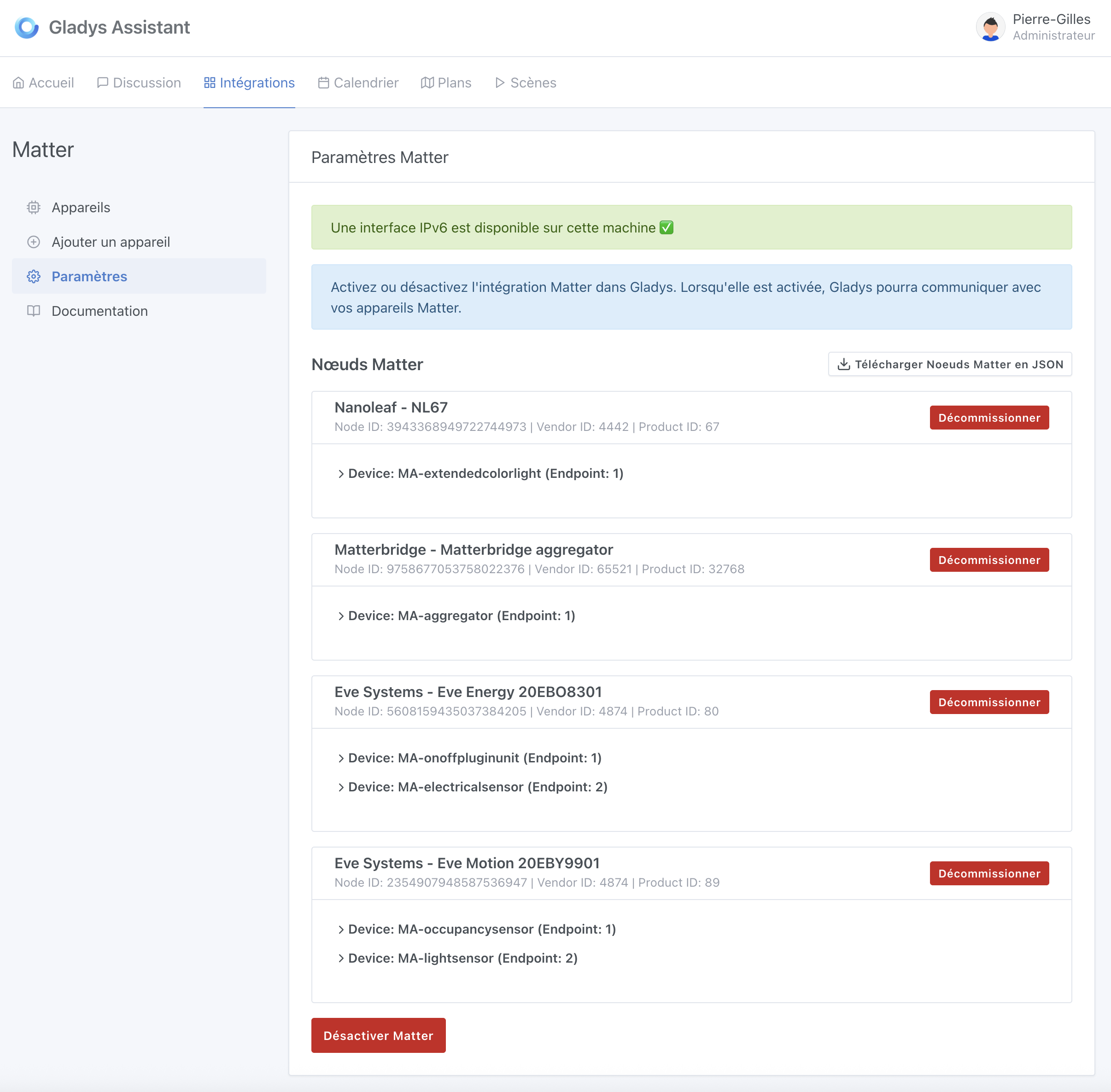 Matterbridge Nodes dans Gladys