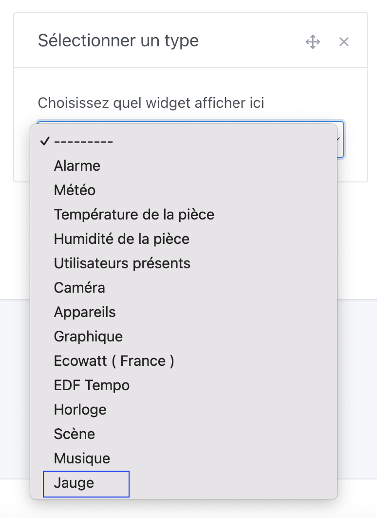 Ajouter le widget jauge à Gladys