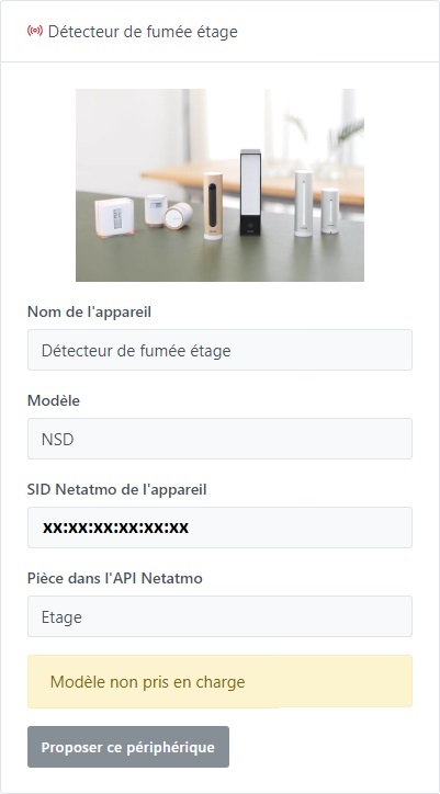 Integration Netatmo - Découverte - Non compatibles