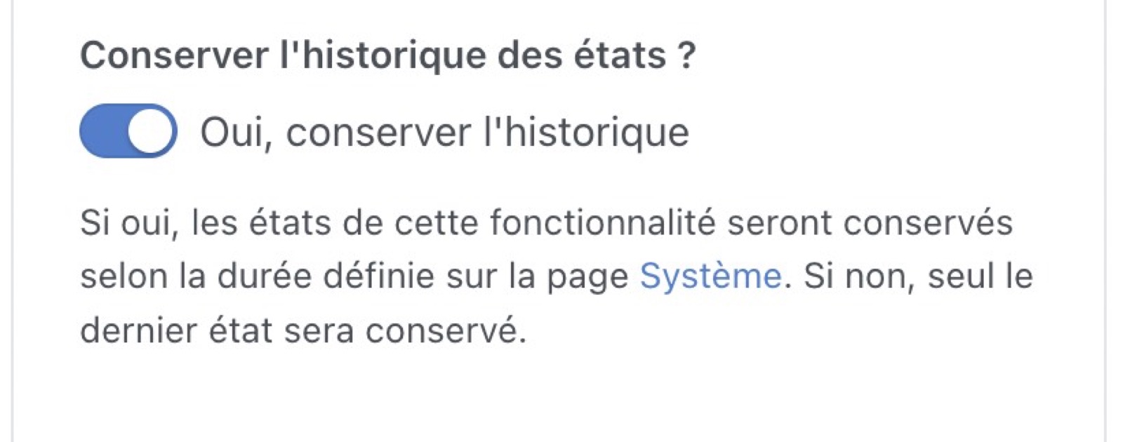 Désactiver l'historique des valeurs