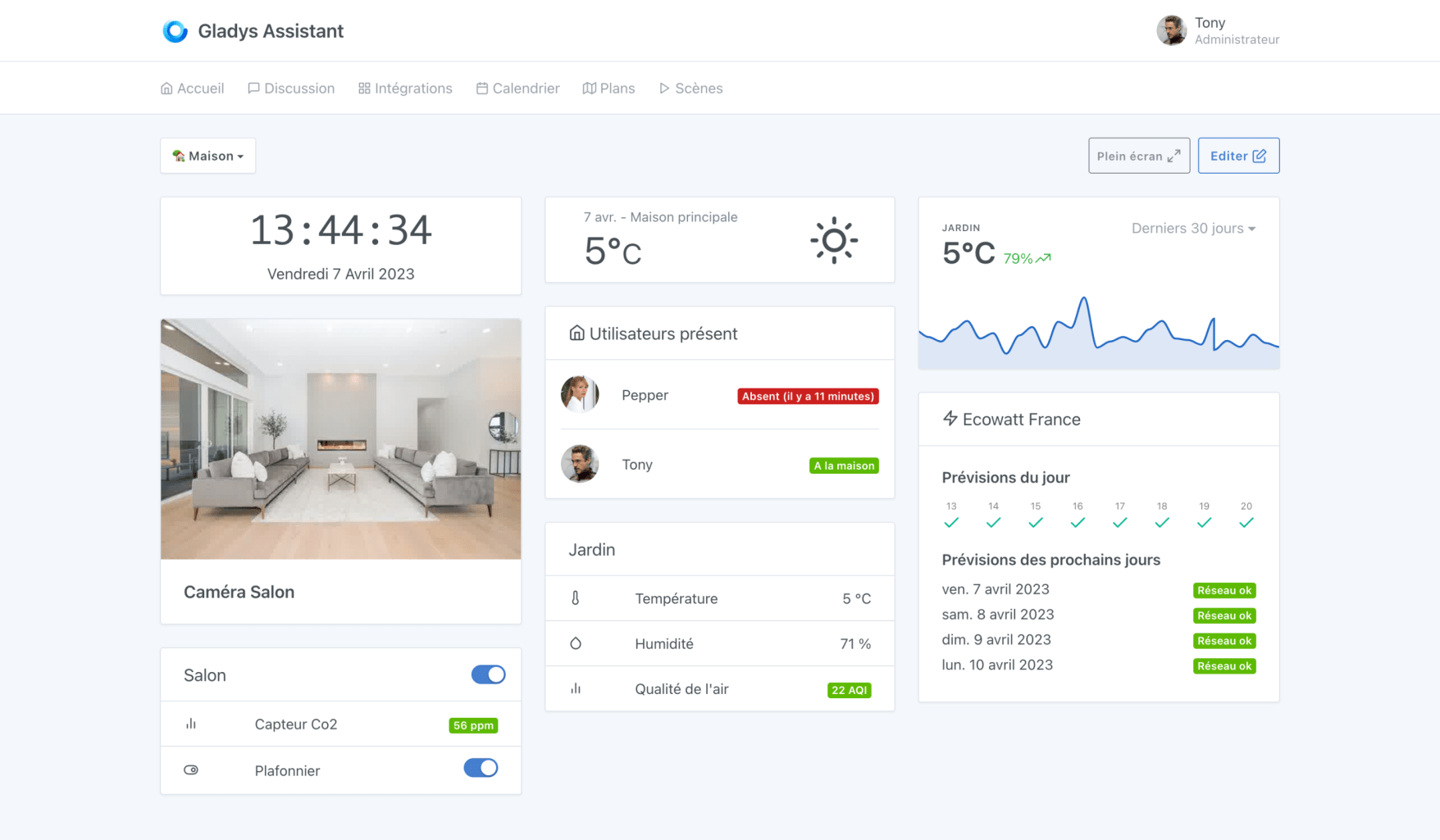 Tableau de bord Gladys Assistant 4