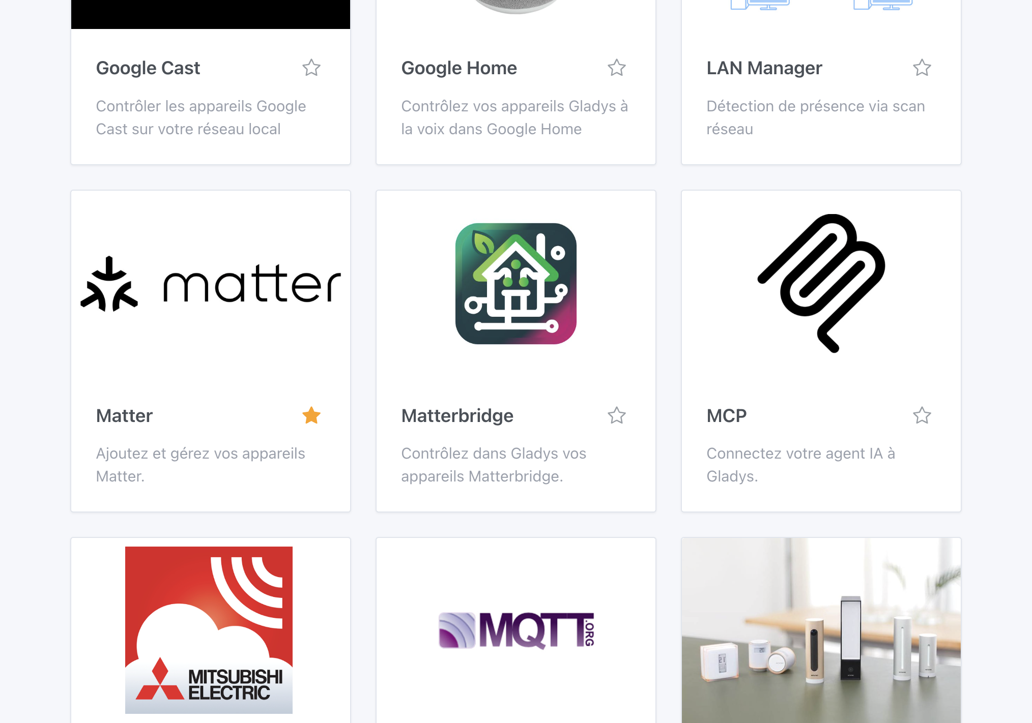 Liste des intégrations